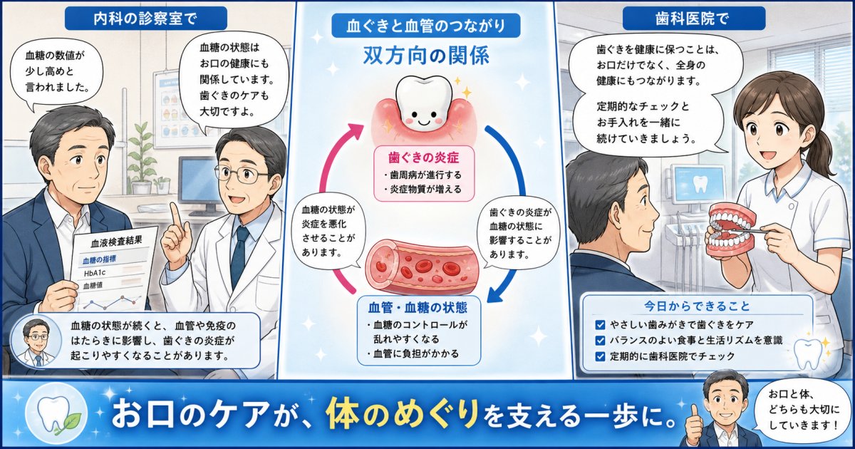 HbA1c改善へ！糖尿病と歯周病の相互関係と受診の目安を解説